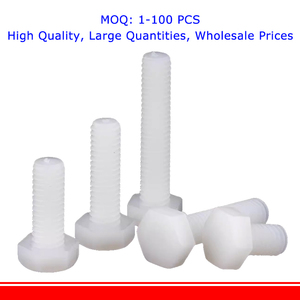 Bulloni Esagonali in Nylon Bianco PA66 DIN933, Viti in <span class=keywords><strong>Plastica</strong></span> M3 M4 M5 M6 M8 M10 M12 M14 M16 M18 M20 Sistema Metrico - Product Image 3