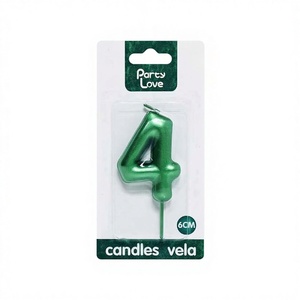 Bougie d'anniversaire verte en forme de gâteau, n°4, 6 cm, pour fêtes, anniversaires, Pâques et Nouvel An, en cire - Product Image 1