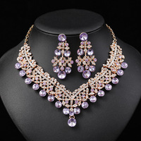 Parures de bijoux de mariée coréennes, collier et boucles d'oreilles en cristal et strass, multicolores, bouquets, bijoux pour femmes, accessoires pour mariage et fête