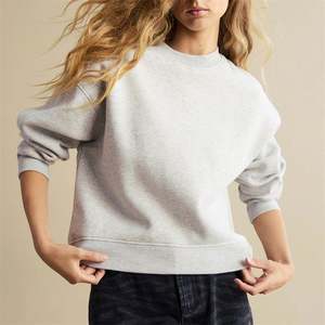 Jersey de algodón de tacto suave de peso pesado personalizado de alta calidad para mujer, Sudadera de cuello redondo, parte delantera para ropa informal de otoño - Product Image 1