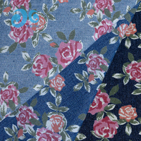 Tissu en jean imprimé floral écologique, motif vigne végétale, impression réactive couleur fidèle, motif personnalisé, 300M ODM pour filles