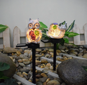 Lampes <span class=keywords><strong>de</strong></span> jardin solaires, décoratives en résine, créatives, animaux, succulentes, hibou, villa <span class=keywords><strong>de</strong></span> jardin, <span class=keywords><strong>paysage</strong></span>, lumières nocturnes - Product Image 3