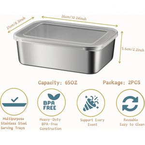 New Flatness Eco Friendly 2 <b>Compartments</b> 1-3L Capacity Freshness Preservation Stainless Steel <b>Lunch</b> <b>Box</b> Food Container Lid - Product Image 3