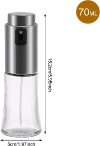<b>Mini</b> Stainless Steel 304 Eco-Friendly Glass Oil Sprayer 70ml for Cooking BBQ Pan Salads Baking Olive Oil Vinegar - Product Image 2