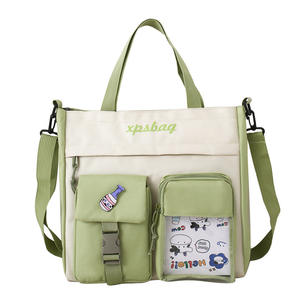 Sac fourre-tout en toile grande capacité avec fermeture éclair, imprimé lettres, pour collégiennes et femmes, personnalisable, livraison directe - Product Image 2