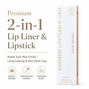 Factory OEM ODM Private Label 2 in 1 Lip Liner and <b>Lipstick</b> Matte Waterproof Dual Head Makeup OEM ODM <b>Custom</b> Box - Product Image 3