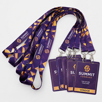 Lanière promotionnelle personnalisée en polyester par sublimation avec impression couleur intégrale et porte-badge PVC