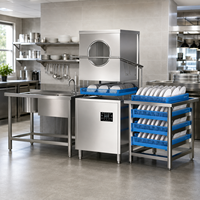 Lave-vaisselle professionnel en acier inoxydable de type capot pour cuisine, lavage et stérilisation de la vaisselle
