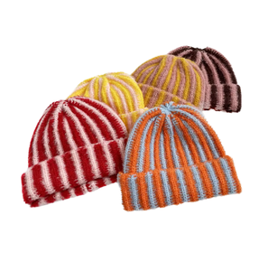 Bonnet en fausse fourrure tricotée de style nouveau, chaud, à blocs de couleur, à revers, pour hommes et femmes, voyage, affaires, usage courant - Product Image 1