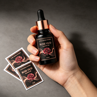Solution d'étiquettes de parfum personnalisées TEDDY, film transparent BOPP, adhésif doré, étiquettes d'emballage pour flacons
