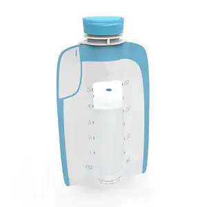 Fabrika özel BPA ücretsiz yeniden kullanılabilir plastik bebek anne sütü saklama çantası ile emzik kese