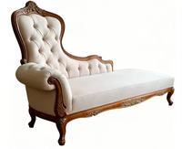 Chaise longue de loisirs capitonnée classique, cadre en bois massif, revêtement en velours/lin/cuir véritable, moderne, durable, salon