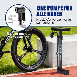 Pompe à air pour vélo BOMO, 160 PSI, haute pression, poignée ergonomique légère, base stable pour VTT et vélo de route - Product Image 6
