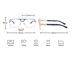 Montature per <span class=keywords><strong>Occhiali</strong></span> <span class=keywords><strong>da</strong></span> <span class=keywords><strong>Vista</strong></span> Metalliche 2026 con Doppio Ponte Grande per Uomini d'Affari - Product Image 6