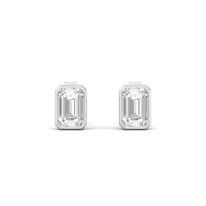 0.555ct <b>Emerald</b> Cut CVD Lab Grown Diamond Solitaire <b>Earrings</b> 10K Gold Plated Trendy Elegant Sparkling Design Jewelry Gift Women - Product Image 3
