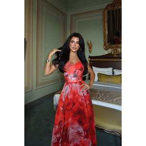 Robe de soirée longue rouge Sisu, style robe de bal, avec paillettes et perles, taille empire, robe de soirée formelle - Taille XS - Product Image 3