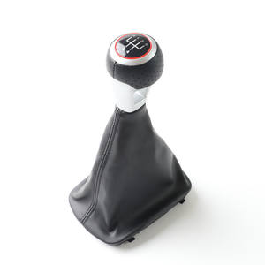 Pommeau de levier de vitesse en cuir pour Audi A6, design ergonomique, anneau rouge - Product Image 3