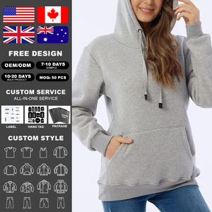 Sweat-shirt à capuche décontracté KingSen pour femme, en coton épais doublé polaire, coupe ample, chaud pour l'hiver - Product Image 2