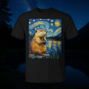 Camiseta gráfica Beaver Van Gogh Style Starry Night - Product Image 3