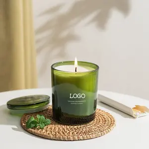 Eco-Friendly Wholesale Customized Soy Wax Home Decoration Luxury Silk Screen Printing Glass Jar Scented Candle