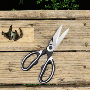 Tijeras de cocina multifunción de acero inoxidable, tijeras de borde liso, goma cómoda, grado DIY para aves de corral, mariscos, cangrejo, corte - Product Image 3