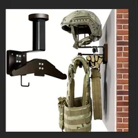 Support mural en acier inoxydable avec support en bois pour casque de moto, pour le rangement des casques tactiques, des gilets et des accessoires de moto