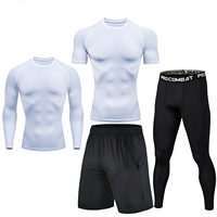 Ensemble de vêtements de sport pour homme 4 en 1, haut de sport respirant à haute élasticité, collants, shorts de sport, vêtements de fitness pour la salle de sport