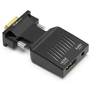 वीजीए और 3.5mm ऑडियो के लिए HDMI 1080p एडाप्टर कनवर्टर करने के लिए कंप्यूटर, डेस्कटॉप, लैपटॉप, पीसी, मॉनिटर, प्रोजेक्टर, HDTV और अधिक