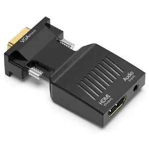 VGA ve 3.5mm ses HDMI 1080p adaptörü dönüştürücü bilgisayar, masaüstü, dizüstü, PC, monitör, projektör, HDTV ve daha fazlası