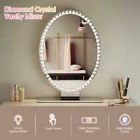Miroir de maquillage ovale à LED en cristal, de qualité salon, écologique, de 4 mm, pour le bureau, fourni par l'usine