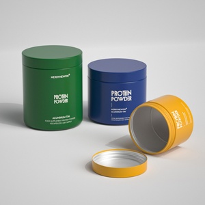 Food Grade Aluminum Jar for Coffee Powder & Protein Powder 135ml 300ml 480ml Airtight Empty Metal Tin <b>Container</b> with Screw Cap - Product Image 1