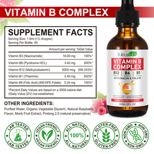 Hatmanlabs Private Label vitamina B12 integratori liquidi orali tutto naturale vegano vitamina <span class=keywords><strong>B</strong></span> complessi gocce con B1 B3 B6 B9 - Product Image 2
