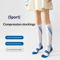 Chaussettes de compression sportives à pression de niveau 2 pour mollets, antidérapantes, tricotées, avec semelle bouclée ODM, pour la course et le cyclisme, tube long