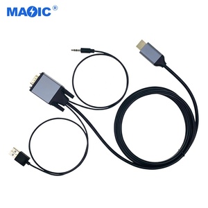 Magelei-Adaptateur VGA 1.8m vers HDMI avec câble d'alimentation <span class=keywords><strong>audio</strong></span> et USB pour projecteur, ordinateur et HDTV, veste PVC - Product Image 3