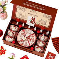 Ensemble de vaisselle en céramique Rose Queen en gros, 4 bols, 4 cuillères, 1 assiette avec boîte de luxe, cadeau de mariage, cadeau de pendaison de crémaillère, anniversaire