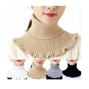 (LND) a metà stagione a metà stagione con collo finto a collo caldo a strati in maglia finta con volant - Product Image 1