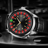 Montre de luxe quotidienne avec cadran en forme de roulette en cristal saphir, design ajouré, bracelet en caoutchouc et cuir