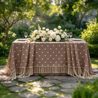 Nappe en coton et lin à imprimé cœurs romantiques, couverture de table multicolore pour mariage en plein air, décoration de table de restaurant