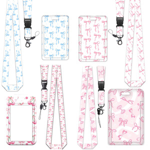 Wholesale of cross-border pink bow name tag card <b>holders</b>, double-sided UV detachable lanyard, medical and office <b>ID</b> card - Product Image 1