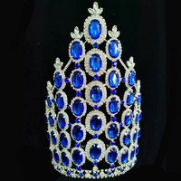 Couronne personnalisée plaquée or avec strass, 8 pouces de haut, pour mariage ou concours de beauté, avec cristaux multicolores