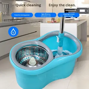 Mopa Giratoria 360 Grados para Limpieza de Pisos, Sistema de Autoexprimido de Doble Accionamiento, Mango Telescópico de Acero Inoxidable, Cubeta para Mopa - Product Image 6