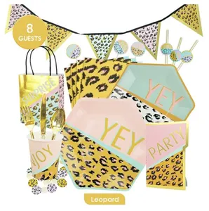 <span class=keywords><strong>Kit</strong></span> de <span class=keywords><strong>vaisselle</strong></span> <span class=keywords><strong>jetable</strong></span> en papier pour 8 personnes, comprenant des gobelets, des assiettes et des serviettes en papier - Product Image 6