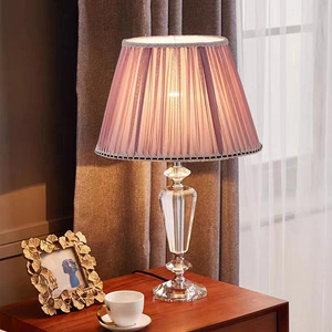 Lampe de table de chevet en cristal nordique salon chambre lampe de lecture de chevet couverture en tissu rétro lampe de bureau en cristal - Product Image 4
