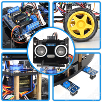 Kit de Voiture Robot Intelligente Multifonction 2WD Tscinbuny Éducatif avec Évitement d'Obstacles par Ultrasons et Suivi de Ligne Noire Programmable
