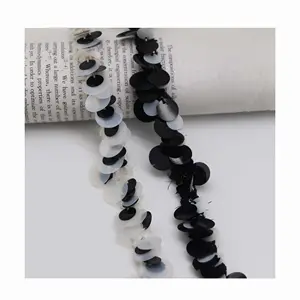2cm black white sequined knit lace sewing material diy garment costume hat dress decorative textile ribbon placket collar trims
