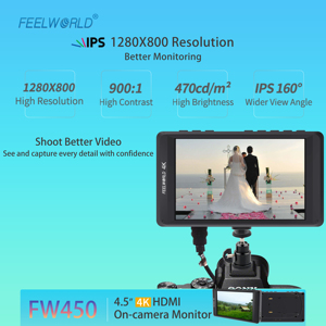 FEELWORLD FW450 4.5 "IPS ออนกล้อง <span class=keywords><strong>DSLR</strong></span> มอนิเตอร์สนาม <span class=keywords><strong>HDMI</strong></span> อินพุต <span class=keywords><strong>HDMI</strong></span> เอาต์พุต HD 1280x720ฟิลด์มอนิเตอร์สำหรับ <span class=keywords><strong>DSLR</strong></span> - Product Image 5