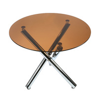Table à manger ronde moderne en verre trempé de style ferme, avec design assemblé, pour appartements, écoles et salles à manger d'hôtels