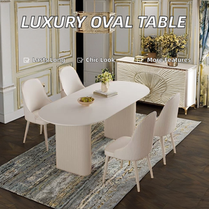 Роскошный кремовый Овальный Современный Простой чистый белый столовый набор переработанных сосен металлические ножки для дома, бара, квартиры, гостиничной мебели небольшого размера - Product Image 2