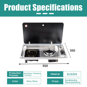 JDA Vente en gros Brûleur à gaz encastré en acier inoxydable 304 et table de cuisson à induction pour camping-car, caravane, camping-car, bateau - Product Image 2