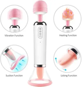 3 In 1 Clitoris Stimulator Verwarming Zuigen Likken Vibrator Volwassen Speelgoed Voor Koppels